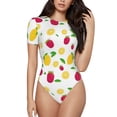 thumbnail image 1 of Naloa Strawberry and Lemon Women's Short-Sleeved Onesie, One-Piece Swimsuit for Parties, dates, clubs - Large, 1 of 9