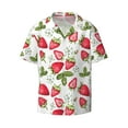 thumbnail image 1 of Naloa Strawberry1 Men's Loose Fit Cuban Collar Short-Sleeve Shirt with Button-down and Chest Pocket for Everyday Wear Outings - Medium, 1 of 7