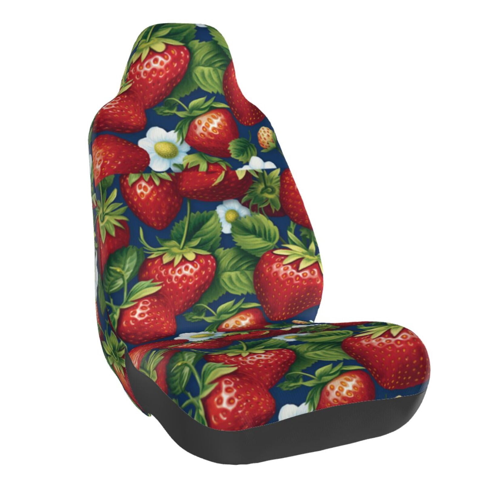 Naloa Strawberry2 Car Seat Covers Universal Front Seat Coves for Car Accessories ,Padded Car Covers for Automotive, SUV, Truck, and Van
