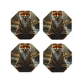 thumbnail image 1 of Naloa Streamside Meditating Fox Leather Coasters for Drinks, Durable Drink Coasters 4 Set for Tabletop Protection, Luxurious Home Décor and Housewarming Gift ( {designName})Octagon, 1 of 6