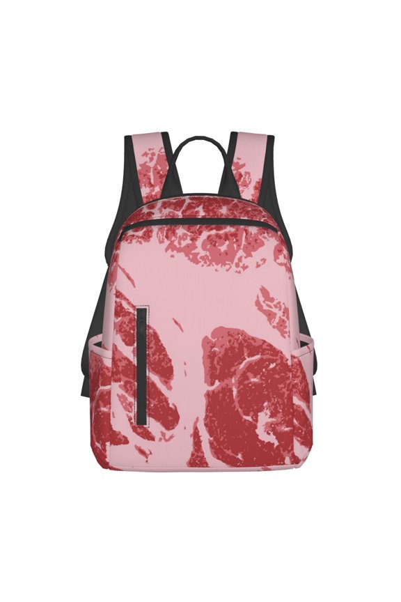 Striped Meat Print Lightweight DayBackpack Suitable for school, work, shopping, travel, etc.