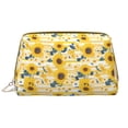 thumbnail image 1 of Naloa Striped Sunflower Daisy Leather Makeup Bag for Purse Travel, Portable Small Cosmetic Organizer for Women and Girls, Make up Bag with Zipper, 1 of 8