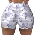 thumbnail image 1 of Naloa Stripes and Sprigs of Lavender Biker Shorts for Women Seamless Scrunch Short Women’s Yoga Shorts for Gym Running Sport Shorts - Small, 1 of 9
