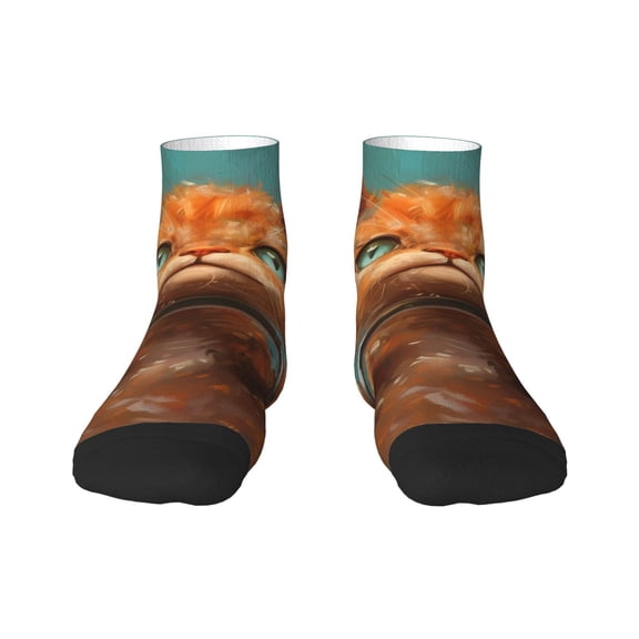 Naloa Strong Kitten Lifting Weights Ankle Socks for Women Non Slip Socks No Show Socks Classic Low Cut Casual Socks Casual Socks