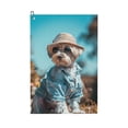 thumbnail image 1 of Naloa Stylish Dog in Denim Outfit Golf Towel Golf Gift for Men and Women Golf Towel with Carabiner Clip to Quickly Remove Mud, Dirt and Sweat, 1 of 8