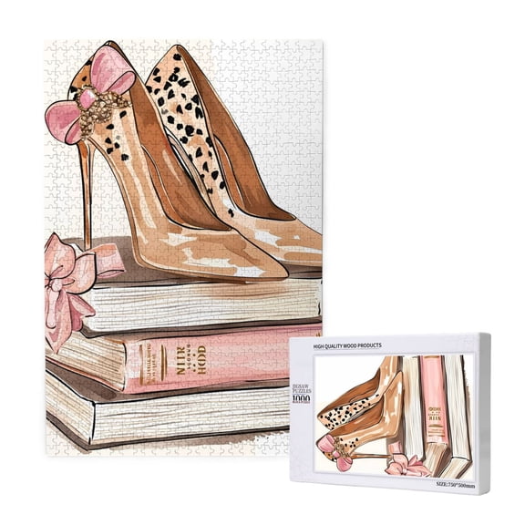 Naloa Stylish High Heels On Books Custom Puzzles Personalized Puzzle 1000 Pieces from Photo Custom Jigsaw Puzzle for Wedding, Graduation, (29.519.7in, Vertical)