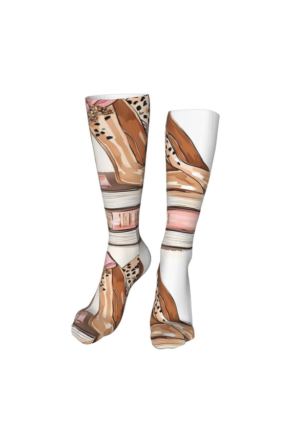Stylish High Heels On Books High Stockings Women Thigh High Stockings Over Knee Long Stockings-One Size