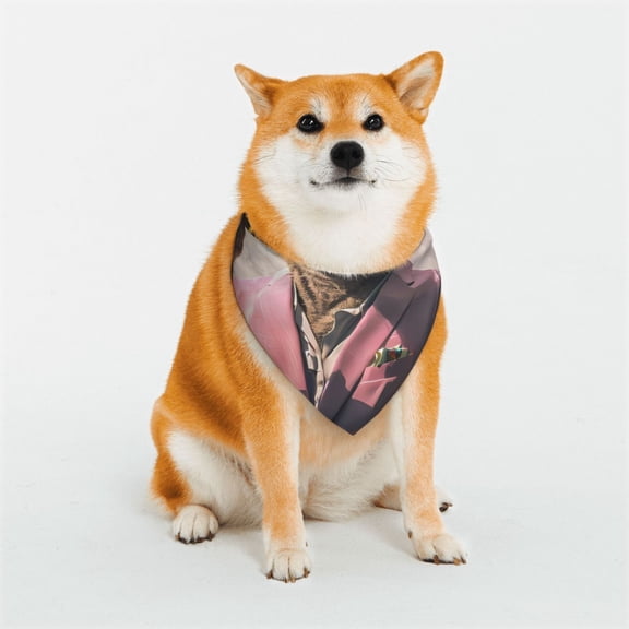 Naloa Stylish Kangaroo In Suit Dog Bandana Large and Small-Dog Scarf Bib Handkerchief Accessories for Dogs and Cats(S-L)-Small