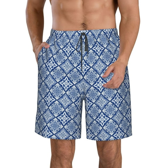 Naloa Stylized Flowers Vintage Boho Men's Beach Shorts, Surfing shorts, Swim trunks, Quick Dry Swim Trunks for Surfing Beach Fun - XX-Large