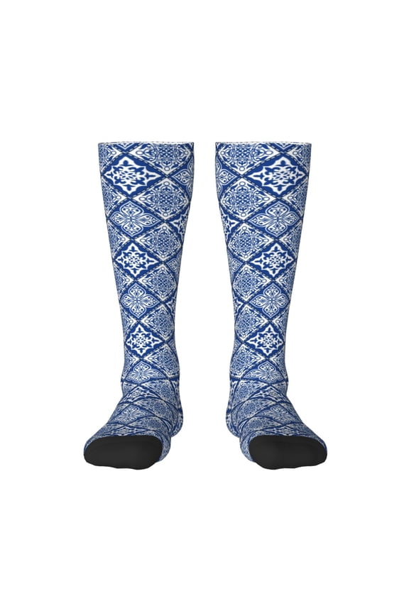 Stylized Flowers Vintage Boho Thigh High Socks Extra Long Stretchy Sock Women Over Knee High Opaque Stocking Daily Wear