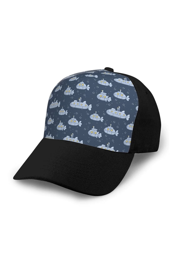 Submarine With Periscope Adult adjustable Print Baseball Hat, Patchwork curved brim baseball capfor Men and Women, One Size