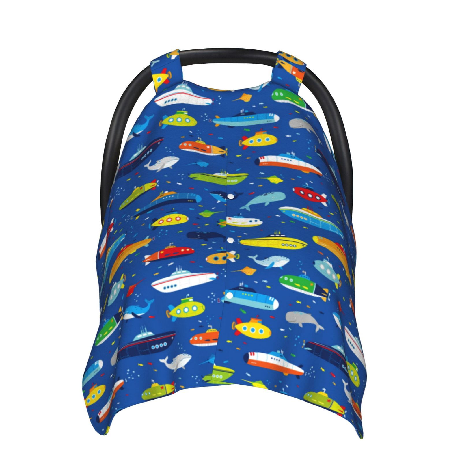Naloa Submarines And Whales Baby Car Seat Cover, Breathable Baby Carrier Cover, Multiuse Baby Carrier Cover & Nursing Breastfeeding Cover