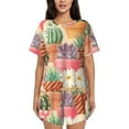 thumbnail image 1 of Naloa Succulent And Cactus Women's Short-Sleeved Pajama Set, Loungewear, Summer pajamas, Breathable Cozy - XX-Large, 1 of 9