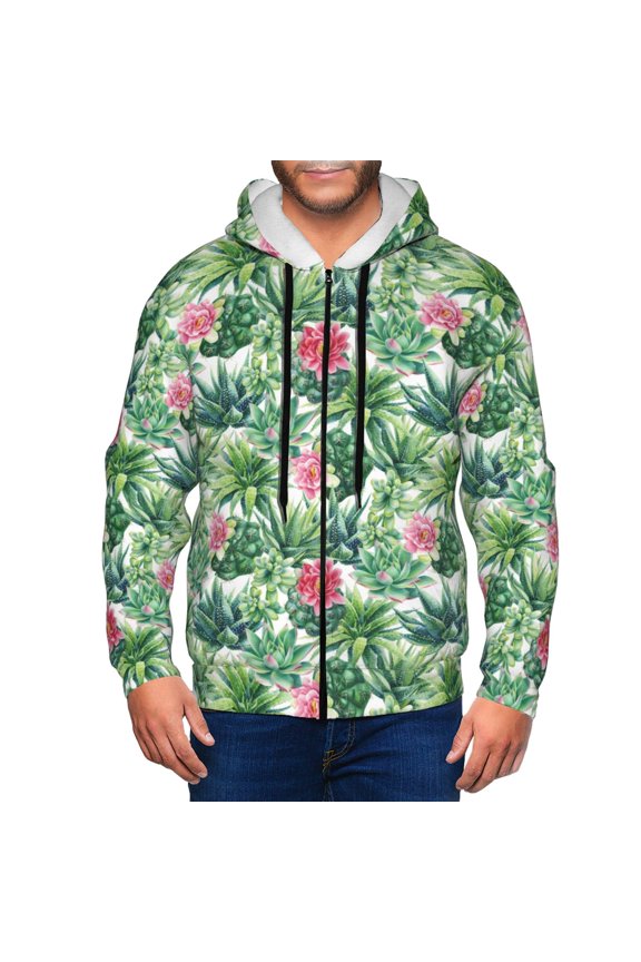 Succulents 1 Men’s Hoodies, Zip up Hoodie, Sweatshirts,Hoodies for Men Sizes S-3XL-Medium