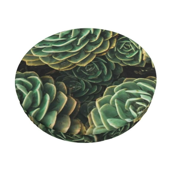 Naloa Succulents Round Bar Stool Cushion Cover 12-14 inch, Fits Kitchen, Office, Restaurant Chairs - 12 inch