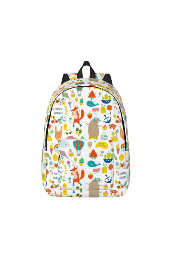 Summer Animal Canvas Backpack for Men Women Rucksack Casual Travel Daypack College Tote Satchel Bookbag for Teens-Small