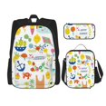 thumbnail image 1 of Naloa Summer Animal Print Large Capacity Backpack Lunch Bag Pencil Case Combination 3 Piece Set for Student, 1 of 1
