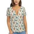 thumbnail image 1 of Naloa Summer Dinosaur Print T-Shirts Short Sleeve V Neck Tees for Women Fashion Tops Trendy Lightweight Soft Casual Summer Outfits Clothes, 1 of 5