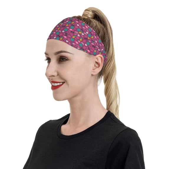 Naloa Summer Flamingo Fashionable Sport Sweatband for Running, Yoga, Basketball - Head Circumference 19.6-22.4 inches
