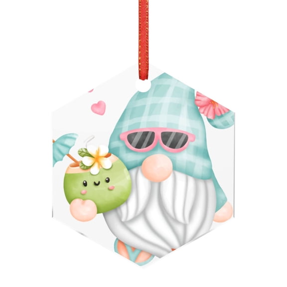 Naloa Summer Gnome,Cute Gnome Acrylic Santa Tree Decorations Christmas Hanging Pendant for Christmas Winter New Year Party Hanging Decorations-Hexagon