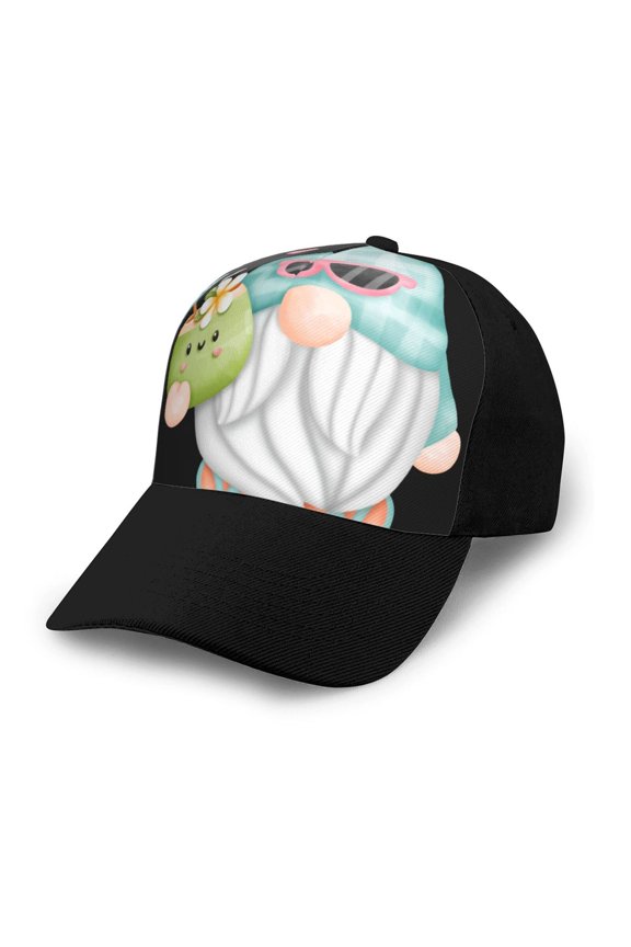 Summer Gnome,Cute Gnome Adult adjustable Print Baseball Hat, Patchwork curved brim baseball capfor Men and Women, One Size