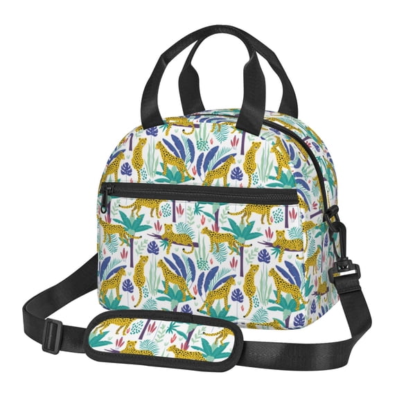 Naloa Summer Leopard Print Lunch Bag for Women & Men Insulated Lunch Box or Cooler Lunch Tote Bags for Work, Travel, Outdoor