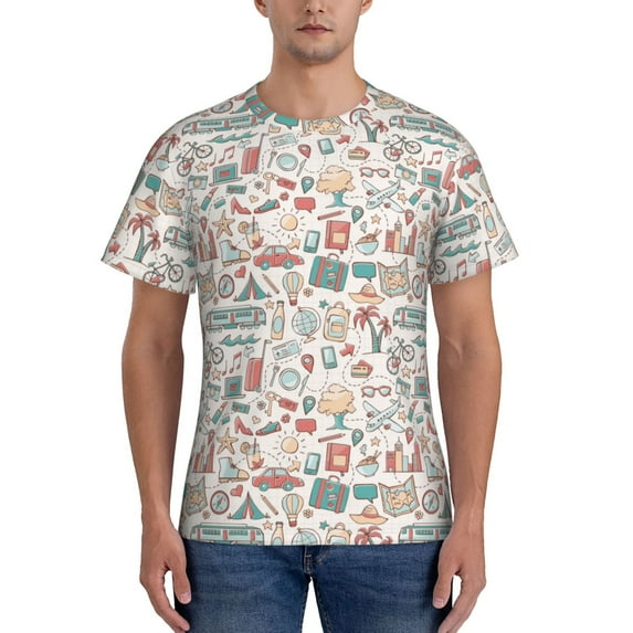 Naloa Summer Life Men's T-Shirt Sport T-shirt Men's Basic Tee Casual Men's Shirt, Round Neck, Short Sleeves - Small