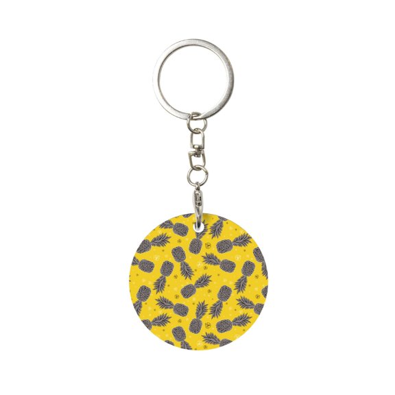 Naloa Summer Pineapple Print Round Keychain Keychain Key Ring, Key Tag, Key Chain Bulk for Gift Accessories (Round)