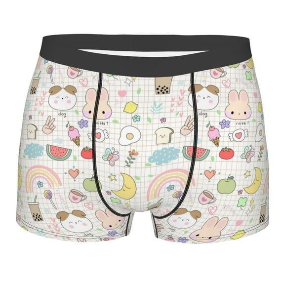 Naloa Summer Rabbit Print Mens Underwear - Boxers for Men, Classic Briefs for Men