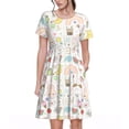 thumbnail image 1 of Naloa Summer Rabbit Print Womens Summer A-Line Dress with Pockets,Short Sleeve Dresses,Flowy Beach Swing Dress for Vacation Travel, 1 of 6