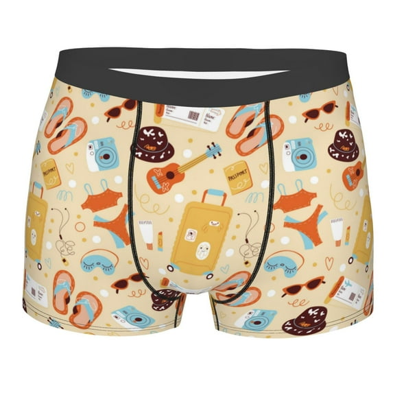 Naloa Summer Travel Print Mens Underwear - Boxers for Men, Classic Briefs for Men