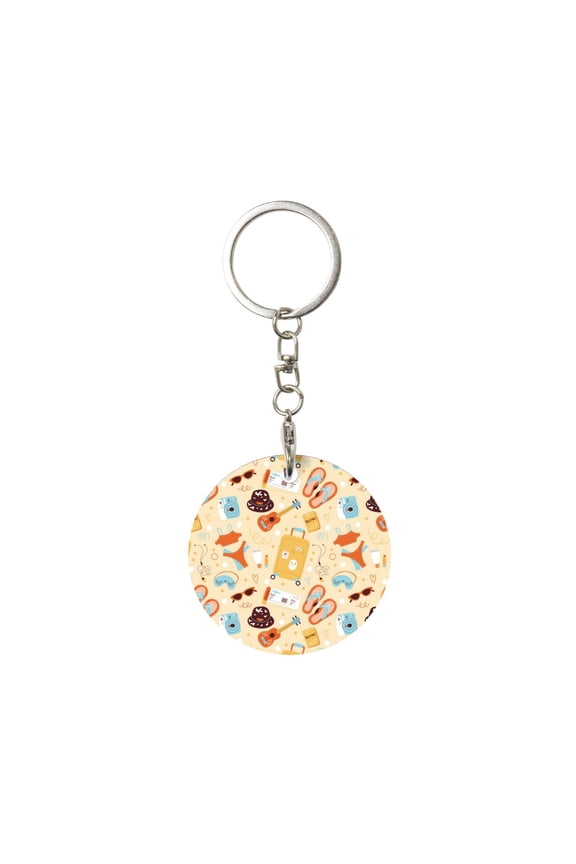 Naloa Summer Travel Print Round Keychain Keychain Key Ring, Key Tag, Key Chain Bulk for Gift Accessories (Round)