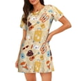 thumbnail image 1 of Naloa Summer Travel Print Women Nightgowns,Womens Loungewear,Short Sleeve Sleepwear,Comfy Ladies Nightdress, 1 of 6