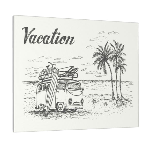 Naloa Summer Vacation Scene With Camping Van Print Canvas Bathroom Wall Art,Bathroom Wall Art Decoration, Canvas Poster Prints,Decorative Paintings for Living Room, Bathroom, Kids Room