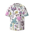 thumbnail image 1 of Naloa Summer with Flamingo Men's Loose Fit Cuban Collar Short-Sleeve Shirt with Button-down and Chest Pocket for Everyday Wear Outings - Large, 1 of 7