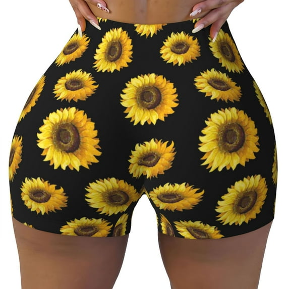 Naloa Sunflower (2) Biker Shorts for Women Seamless Scrunch Short Women’s Yoga Shorts for Gym Running Sport Shorts - XX-Large