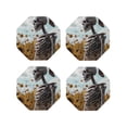 thumbnail image 1 of Naloa Sunflower Butterfly Skull Leather Coasters for Drinks, Durable Drink Coasters 4 Set for Tabletop Protection, Luxurious Home Décor and Housewarming Gift ( {designName})Octagon, 1 of 6