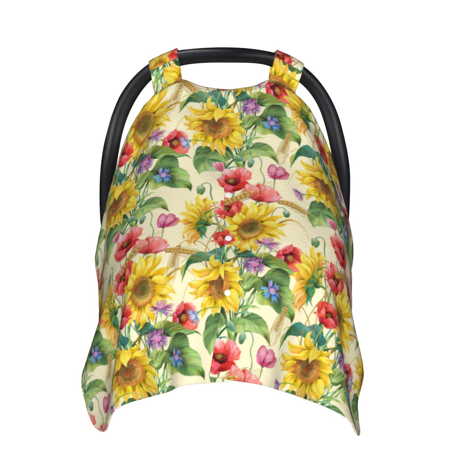 Naloa Sunflower Cornflower Poppy Baby Car Seat Cover, Breathable Baby Carrier Cover, Multiuse Baby Carrier Cover & Nursing Breastfeeding Cover
