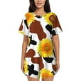 thumbnail image 1 of Naloa Sunflower Cow Women's Short-Sleeved Pajama Set, Loungewear, Summer pajamas, Breathable Cozy - Small, 1 of 9