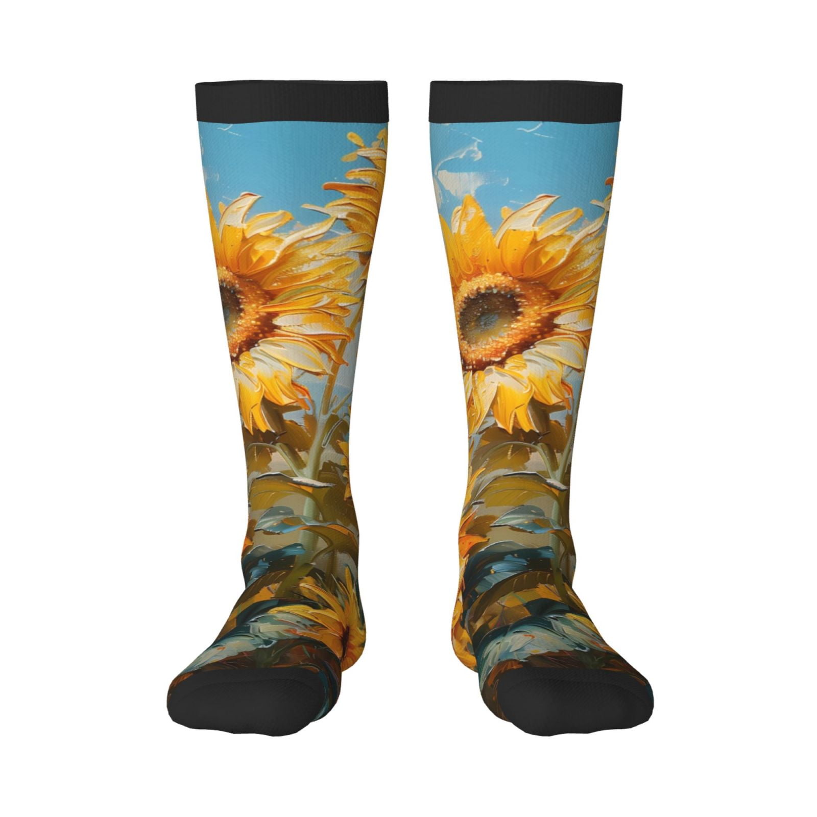 Naloa Sunflower Field Art Knee Socks, High Socks Long Stretchy Sock ...