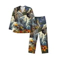 thumbnail image 1 of Naloa Sunflower Field Spotted Dog Men’s Pajamas Set - Long Sleeve Button Down Sleep Shirt and Pajama Bottoms Sleepwear Set-XX-Large, 1 of 7