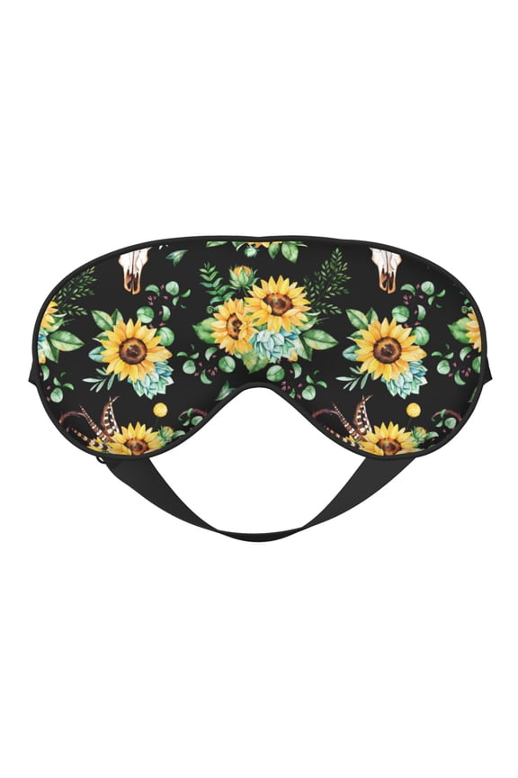 Sunflower Skull Boho Print Sleep Mask for Sleeper, Light Blocking Sleeping Eye Mask for Women Men, Eye Shade with Adjustable Strap for Travel, Nap,Meditation