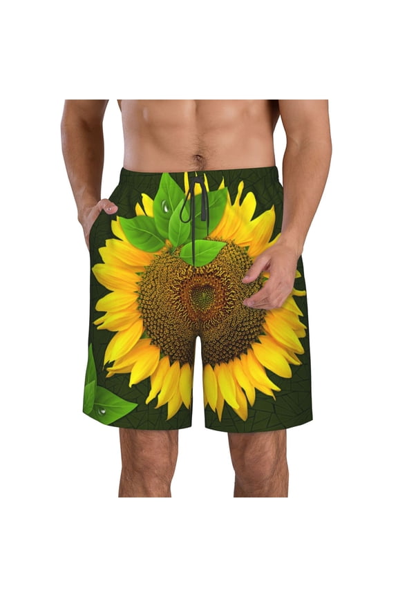 Sunflower3 Men's Beach Shorts, Surfing shorts, Swim trunks, Quick Dry Swim Trunks for Surfing Beach Fun - Large