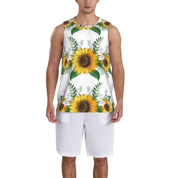 Naloa Sunflowers (2) Basketball Jersey Reversible Men's Mesh Athletic Sports Shirts Training Practice S-4XLMedium