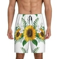 thumbnail image 1 of Naloa Sunflowers (2) Men's Short Pajama Pants, Lounge Comfort Shorts with Elasticized Waistband and Side Pockets - Small, 1 of 9