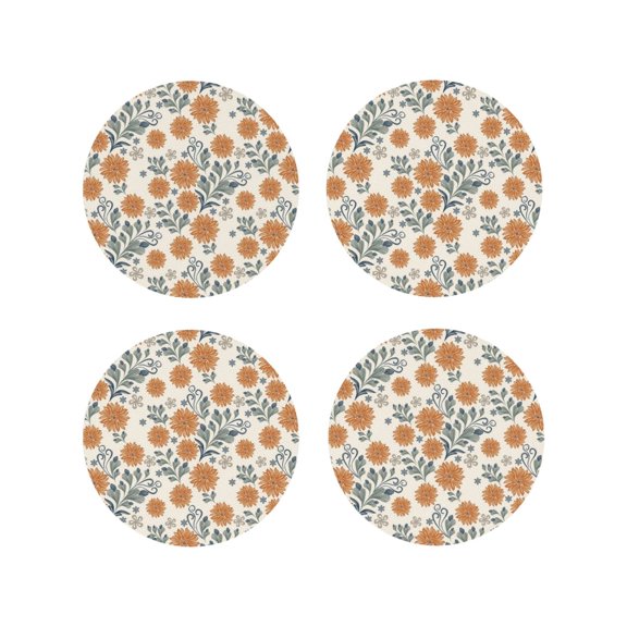 Naloa Sunflowers 5 Leather Coasters for Drinks, Durable Drink Coasters 4 Set for Tabletop Protection, Luxurious Home Décor and Housewarming Gift ( {designName})Round Shape