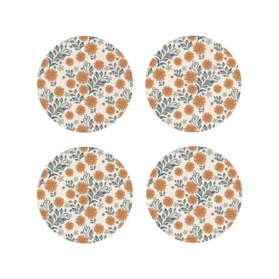 Naloa Sunflowers 5 Leather Coasters for Drinks, Durable Drink Coasters 4 Set for Tabletop Protection, Luxurious Home Décor and Housewarming Gift ( {designName})Round Shape