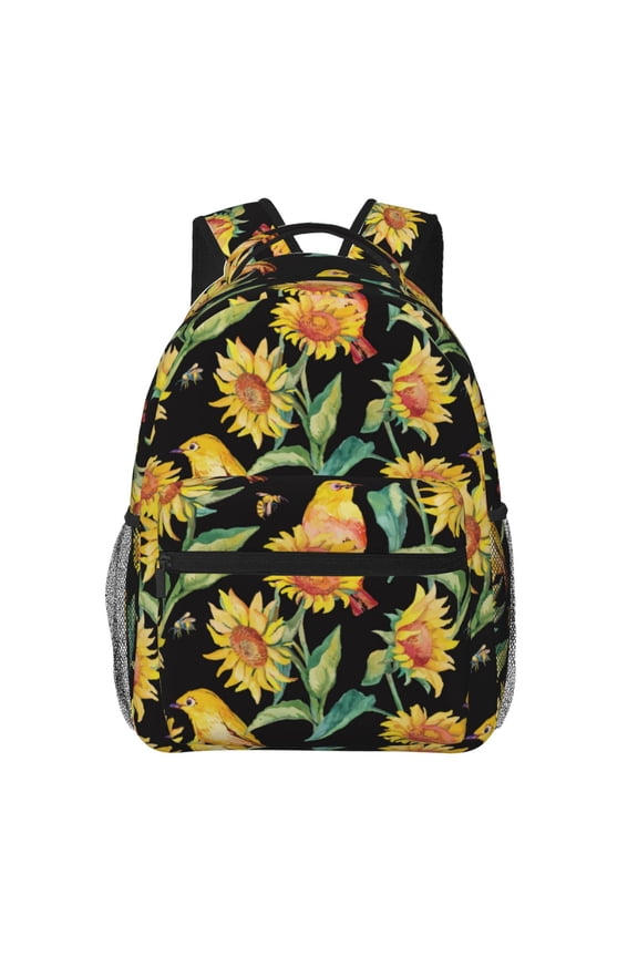 Sunflowers And Bird Print Solid Color Tie Formal Necktie for MenSuitable for business, daily life, work