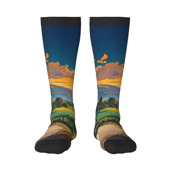 Naloa Sunflowers At Sunset Knee Socks, High Socks Long Stretchy Sock Women Knee High Stocking, Long Socks for Women