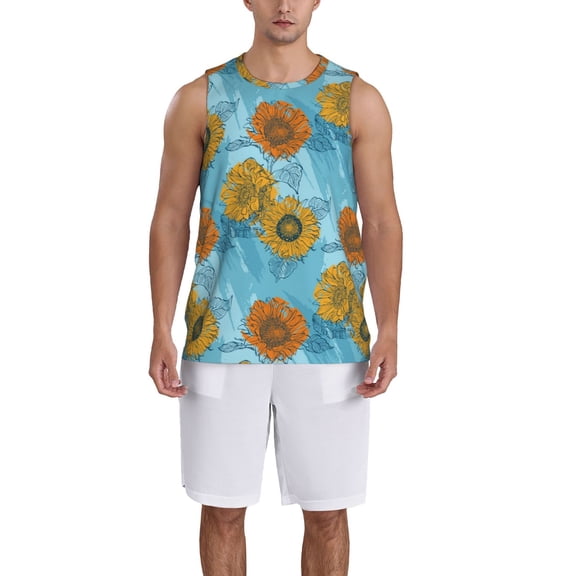 Naloa Sunflowers Basketball Jersey Reversible Men's Mesh Athletic Sports Shirts Training Practice S-4XLSmall